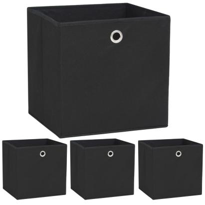Cutii de depozitare, 4 buc., negru 32x32x32 cm material nețesut  GartenMobel Dekor