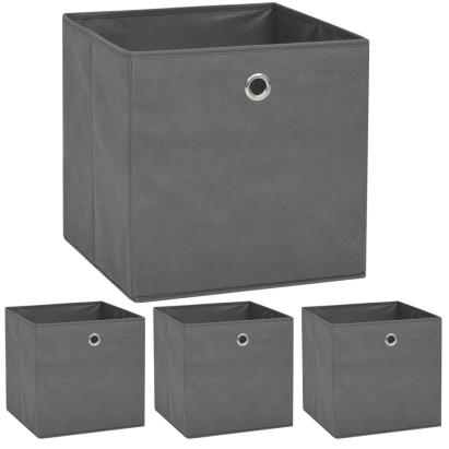 Cutii de depozitare, 4 buc, material nețesut, 32x32x32 cm, Gri GartenMobel Dekor