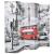 Paravan cameră pliabil, 200x170 cm, autobuz londonez, negru/alb GartenMobel Dekor
