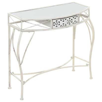 Masă laterală stil franțuzesc, alb, 82 x 39 x 76 cm, metal GartenMobel Dekor