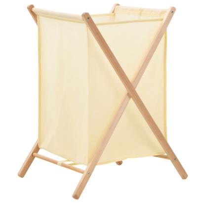 Coș de rufe, bej, lemn cedru și material textil, 42x41x64 cm GartenMobel Dekor