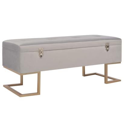 Banchetă cu un compartiment de depozitare gri 105 cm catifea GartenMobel Dekor