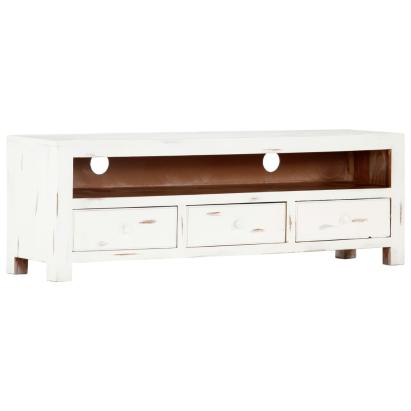 Comodă TV, alb, 120 x 30 x 40 cm, lemn masiv de acacia GartenMobel Dekor