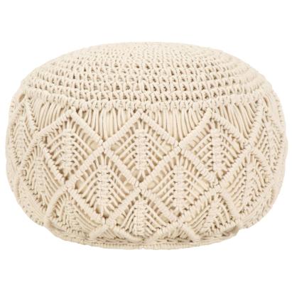 Taburet puf macrame lucrat manual, 45 x 30 cm, bumbac GartenMobel Dekor