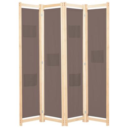Paravan de cameră cu 4 panouri, maro, 160x170x4 cm, textil GartenMobel Dekor