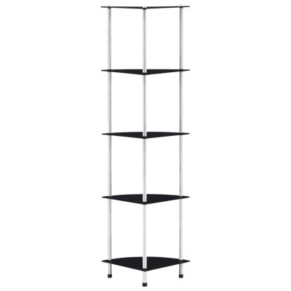 Raft cu 5 niveluri, negru, 30 x 30 x 130 cm, sticlă securizată GartenMobel Dekor