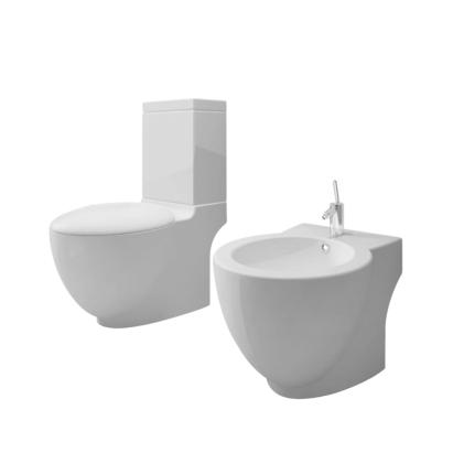 Set de toaletă și bideu, ceramică albă GartenMobel Dekor