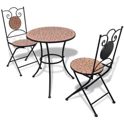 Set mobilier bistro, 3 piese, cărămiziu, plăci ceramice GartenMobel Dekor