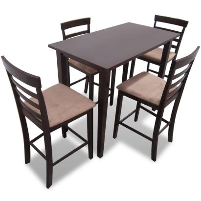 Set masă și 4 scaune de bar din lemn, alb GartenMobel Dekor