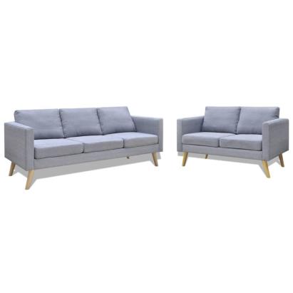 Set canapele cu 2 locuri și 3 locuri, textil, gri deschis  GartenMobel Dekor