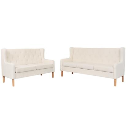 Set de canapele 2 piese, alb crem, material textil GartenMobel Dekor