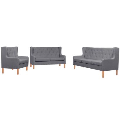 Set canapea, 3 piese, textil, Gri GartenMobel Dekor