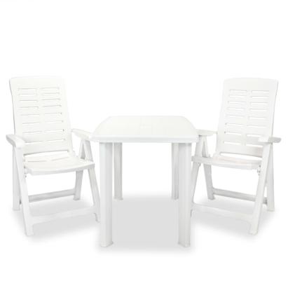 Set mobilier bistro, 3 piese, alb, plastic GartenMobel Dekor