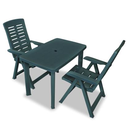 Set mobilier bistro, 3 piese, verde, plastic GartenMobel Dekor