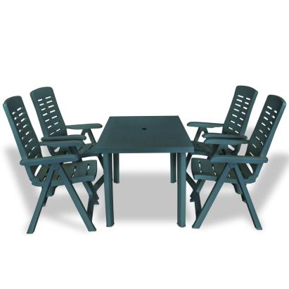 Set mobilier de exterior, 5 piese, verde, plastic GartenMobel Dekor