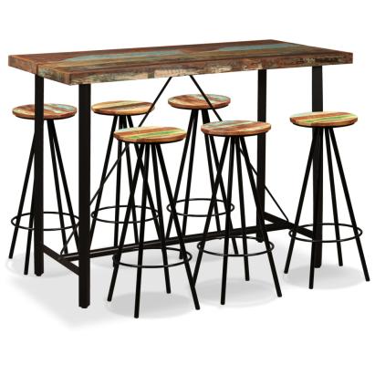 Set mobilier de bar, 7 piese, lemn masiv reciclat GartenMobel Dekor