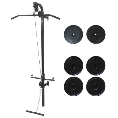 Turn de forță montat pe perete cu plăci de greutate, 40 kg GartenMobel Dekor