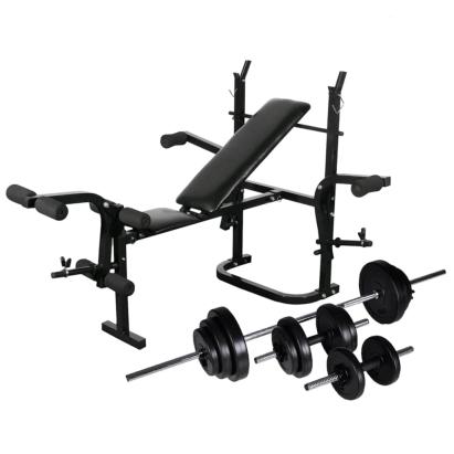 Bancă fitness cu rastel greutăți, set haltere/gantere, 30,5 kg GartenMobel Dekor