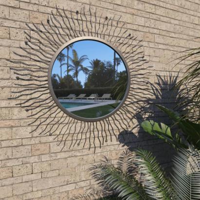 Oglindă de perete pentru grădină Sunburst, negru, 80 cm GartenMobel Dekor