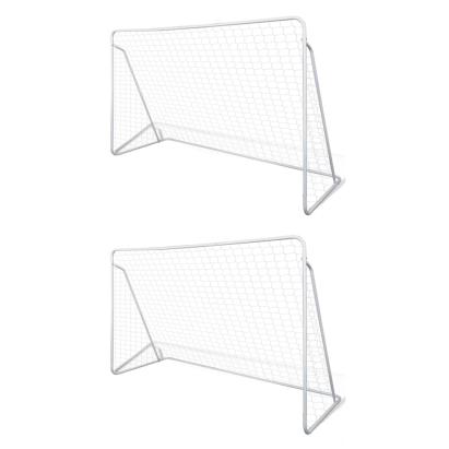 Porți de fotbal cu plasă, 2 buc, 240 x 90 x 150 cm, oțel    GartenMobel Dekor