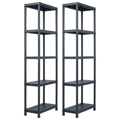 Rafturi de depozitare 2 buc. negru 60x30x180 cm plastic 125 kg GartenMobel Dekor