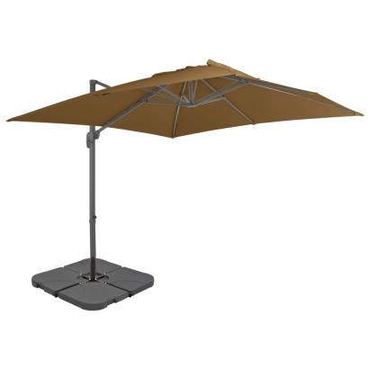 Umbrelă de exterior cu bază portabilă, gri taupe GartenMobel Dekor