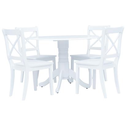 Set mobilier bucătărie, 5 piese, alb, lemn masiv de hevea GartenMobel Dekor