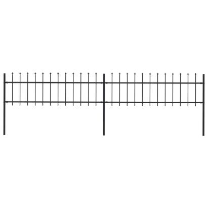 Gard de grădină cu vârf suliță, negru, 3,4 m, oțel GartenMobel Dekor
