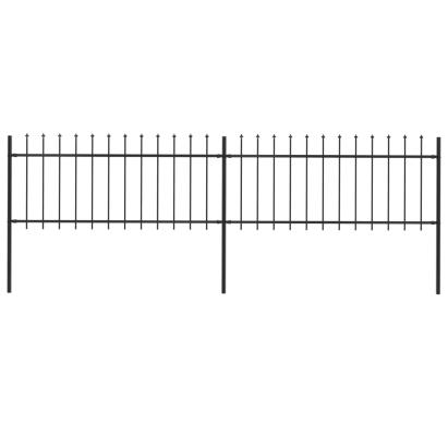 Gard de grădină cu vârf suliță, negru, 3,4 m, oțel GartenMobel Dekor