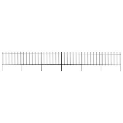 Gard de grădină cu vârf suliță, negru, 10,2 m, oțel GartenMobel Dekor