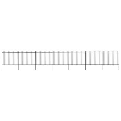 Gard de grădină cu vârf suliță, negru, 11,9 m, oțel GartenMobel Dekor