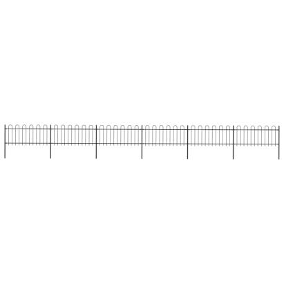 Gard de grădină cu vârf curbat, negru, 10,2 m, oțel GartenMobel Dekor