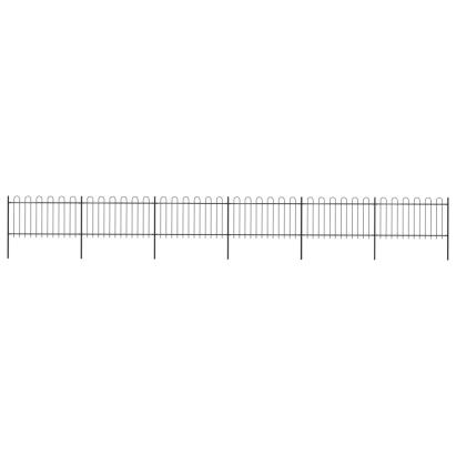 Gard de grădină cu vârf curbat, negru, 10,2 m, oțel GartenMobel Dekor