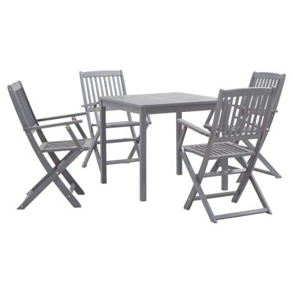 Set mobilier de grădină, 5 piese, gri, lemn masiv de acacia GartenMobel Dekor
