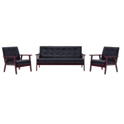 Set canapea, 3 piese., negru, piele artificială GartenMobel Dekor