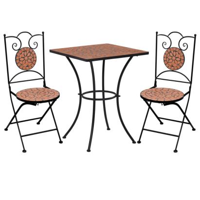 Set de bistro mozaic, 3 piese, cărămiziu, placă ceramică GartenMobel Dekor