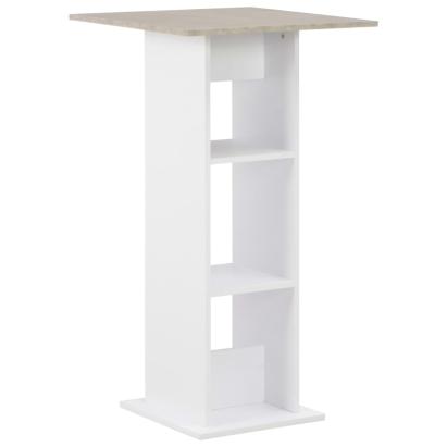 Masă de bar, alb și gri beton, 60 x 60 x 110 cm GartenMobel Dekor