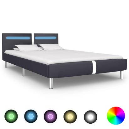 Cadru de pat cu LED, negru, 140 x 200 cm, piele artificială GartenMobel Dekor
