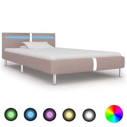 Cadru pat cu LED, cappuccino, 90x200 cm, piele artificială GartenMobel Dekor