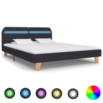 Cadru pat cu LED-uri, gri închis, 180x200 cm, material textil GartenMobel Dekor