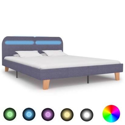 Cadru pat cu LED-uri, gri deschis, 160x200 cm, material textil GartenMobel Dekor