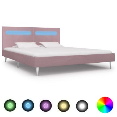 Cadru de pat cu LED-uri, roz, 180 x 200 cm, material textil GartenMobel Dekor