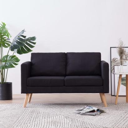 Canapea cu 2 locuri, negru, material textil GartenMobel Dekor