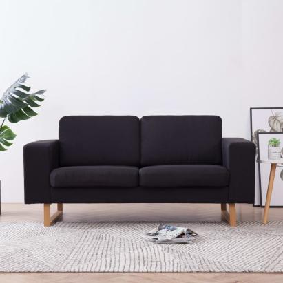 Canapea cu 2 locuri, negru, material textil GartenMobel Dekor