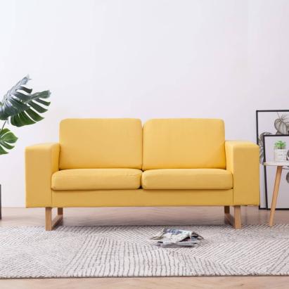 Canapea cu 2 locuri, galben, material textil GartenMobel Dekor