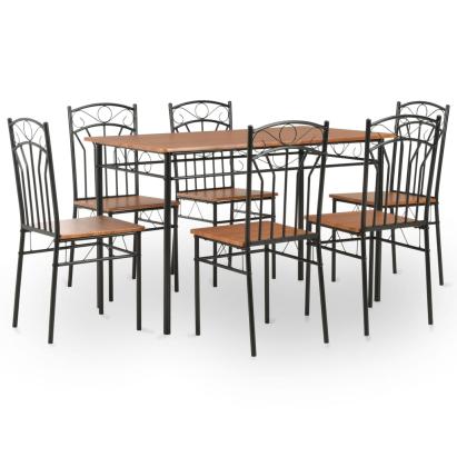 Set mobilier de bucătărie, 7 piese, maro, MDF și oțel GartenMobel Dekor