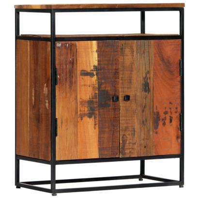 Dulap lateral, 60 x 35 x 76 cm, lemn masiv reciclat și oțel GartenMobel Dekor