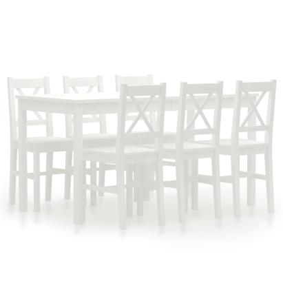 Set mobilier de bucătărie, 7 piese, alb, lemn de pin GartenMobel Dekor