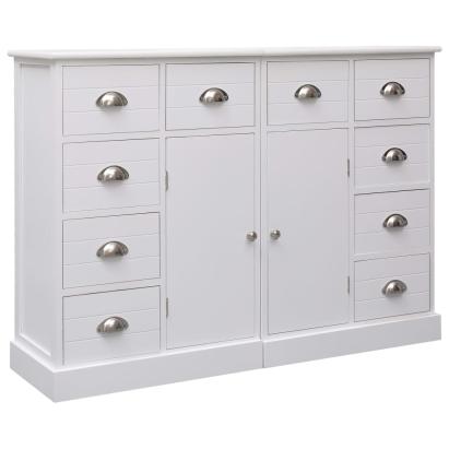 Servantă cu 10 sertare, alb, 113 x 30 x 79 cm, lemn GartenMobel Dekor