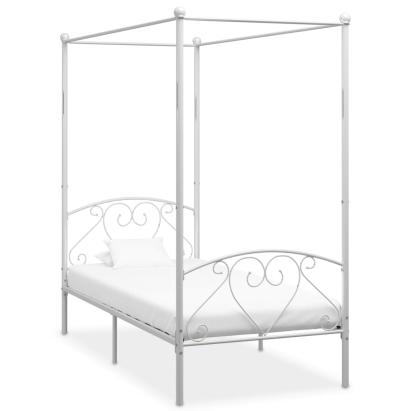 Cadru de pat cu baldachin, alb, 100 x 200 cm, metal  GartenMobel Dekor